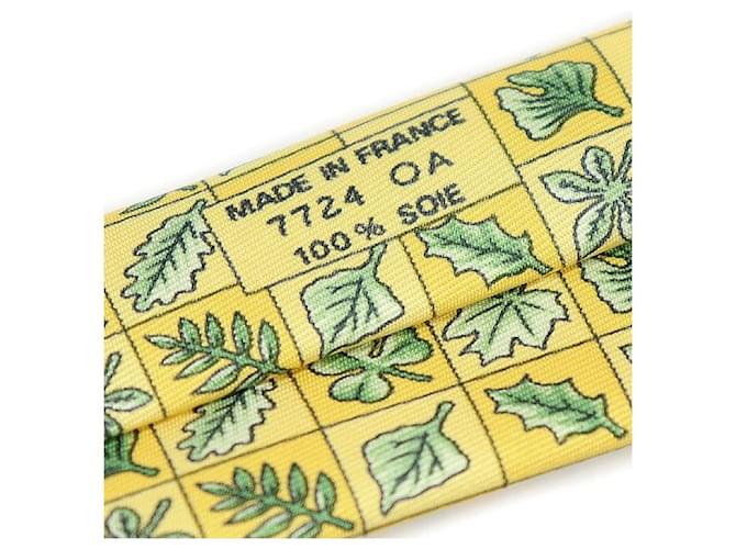 Hermès OA Silk Yellow Leaf Pattern Tie - view 6