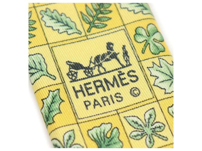 Hermès OA Silk Yellow Leaf Pattern Tie - view 7