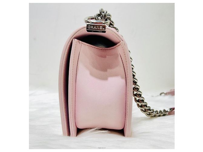 Chanel Borsa Boy Chevron Argento Serie Borsa a Spalla Medium Rosa - vista 5