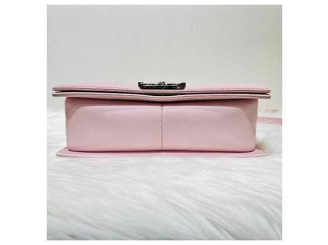 Chanel Borsa Boy Chevron Argento Serie Borsa a Spalla Medium Rosa - vista 6