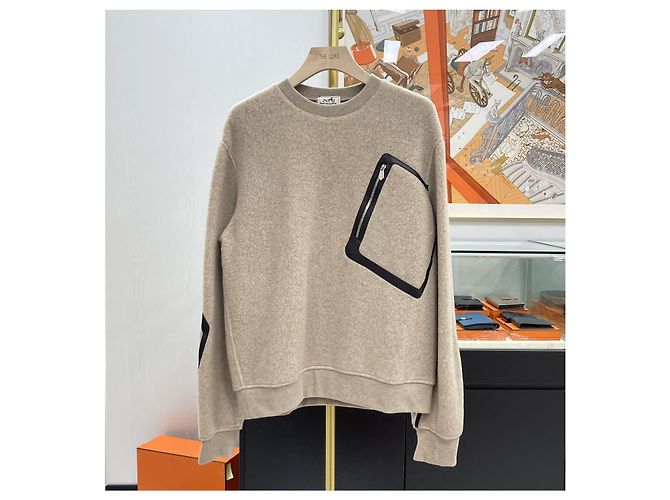 Hermès Leather Patch Men's Sweater Orange - view 2