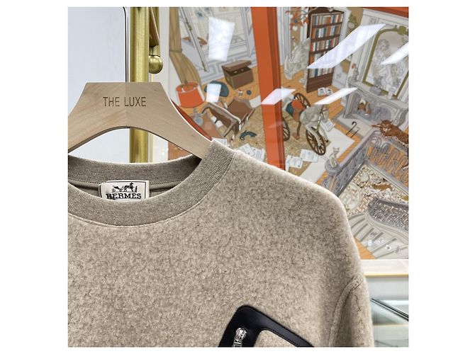 Hermès Leather Patch Men's Sweater Orange - view 3