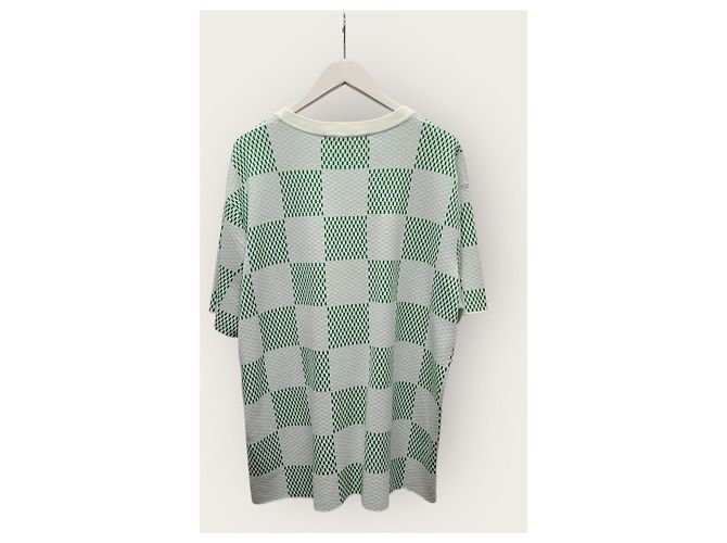 Louis Vuitton Crewneck-Strickpullover mit Damier-Ärmeln in Weiß-Grün - Ansicht 4