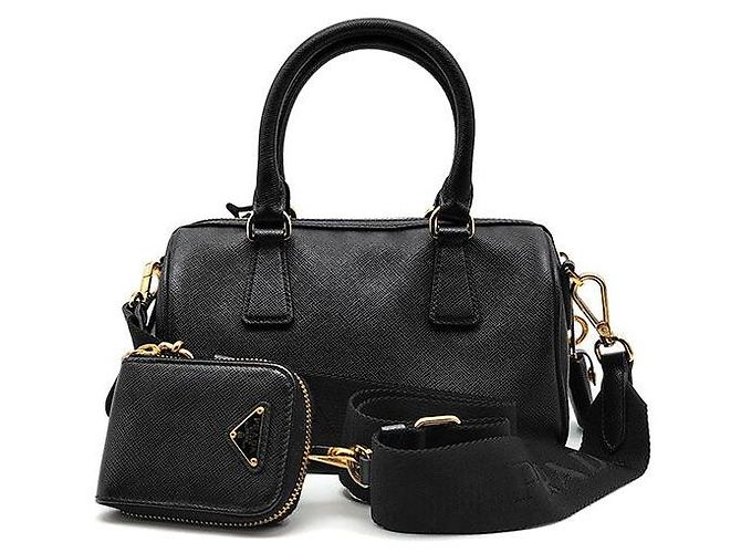 Prada Mini borsa a tracolla con manico superiore in Saffiano Nero - vista 3