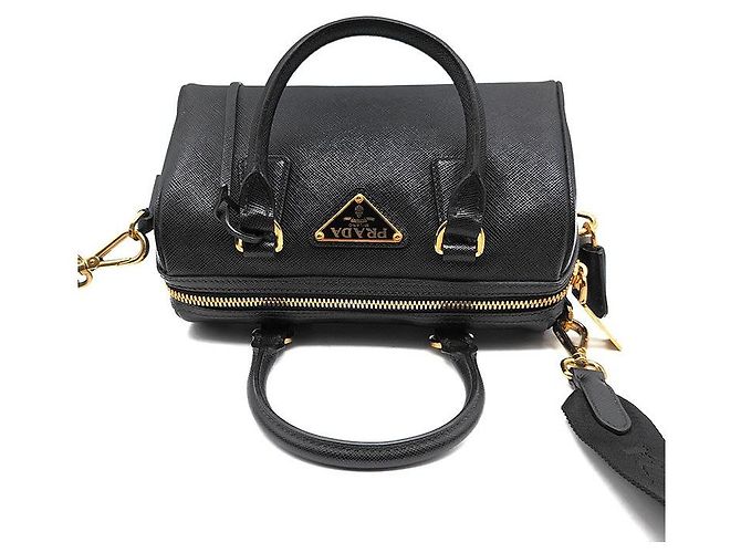 Prada Mini borsa a tracolla con manico superiore in Saffiano Nero - vista 6