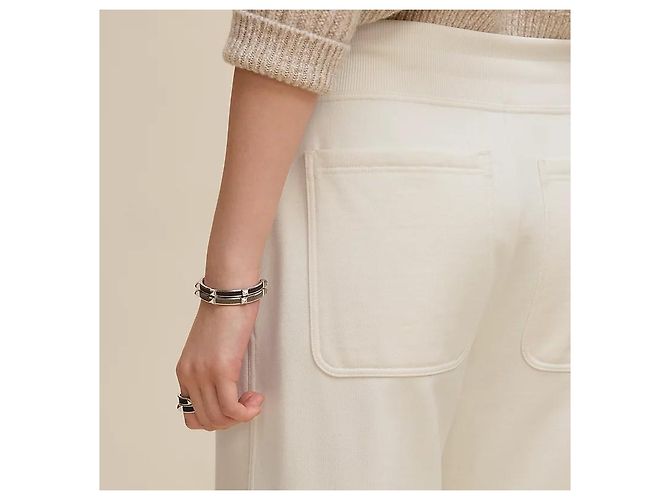 Duffle Hermès Calças de corte folgado para mulher Blang Casse Branco - vista 5