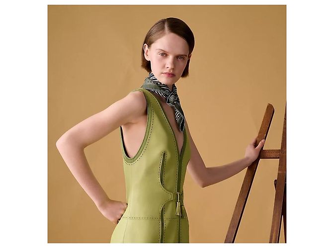 Hermès Twilly Seidentuch Grand Tralala Braun - Ansicht 3