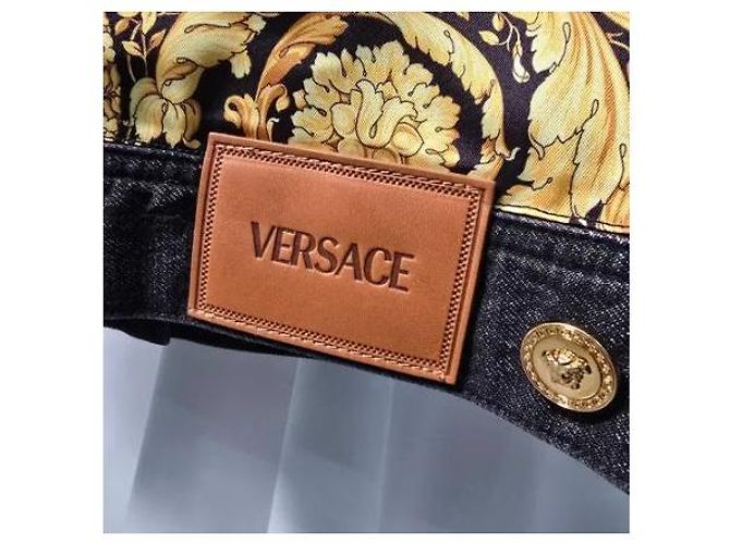 Medusa Versace Baroque Back Pattern Oversized Black Denim Jacket Blue - view 3