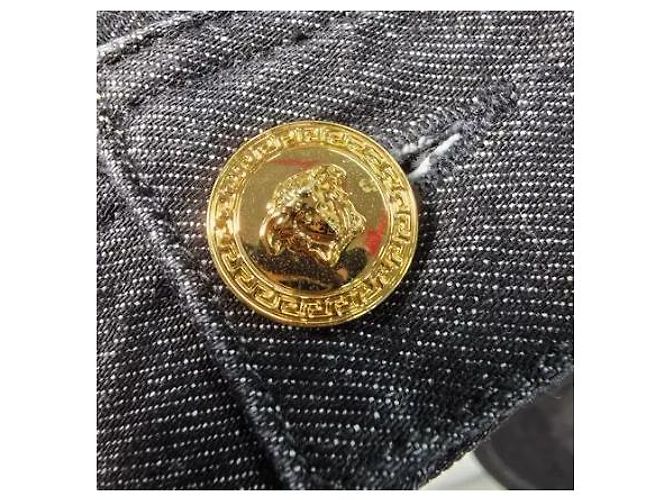 Medusa Versace Baroque Back Pattern Oversized Black Denim Jacket Blue - view 5