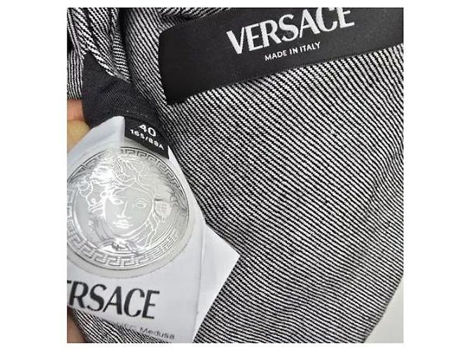 Medusa Versace Baroque Back Pattern Oversized Black Denim Jacket Blue - view 9