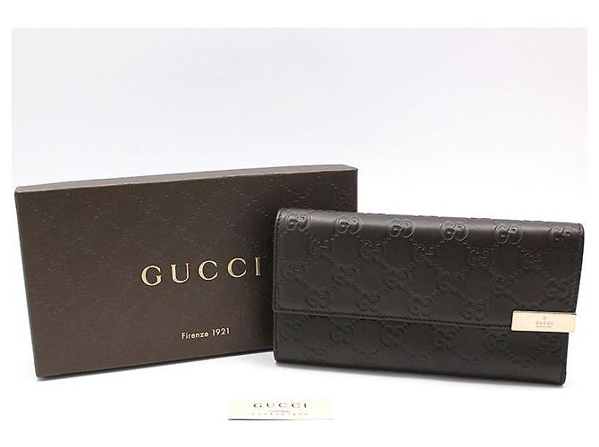 Gucci Portafoglio lungo marrone scuro Sima Sima con logo dorato - vista 2