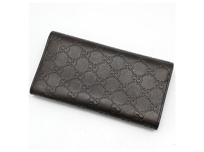Gucci Portafoglio lungo marrone scuro Sima Sima con logo dorato - vista 4