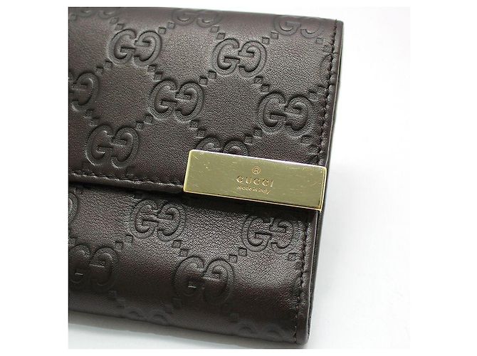 Gucci Portafoglio lungo marrone scuro Sima Sima con logo dorato - vista 5