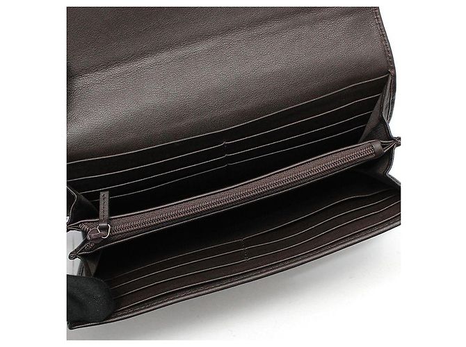 Gucci Portafoglio lungo marrone scuro Sima Sima con logo dorato - vista 7