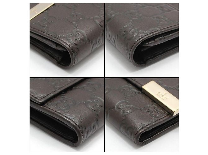 Gucci Portafoglio lungo marrone scuro Sima Sima con logo dorato - vista 8