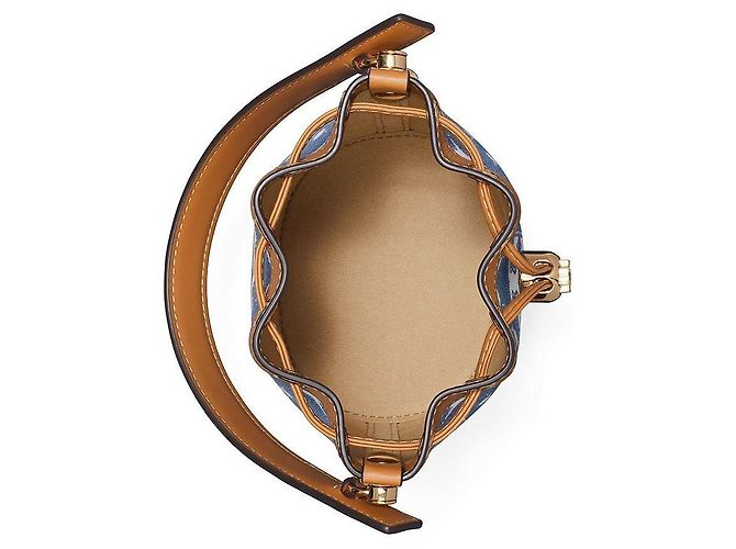Tory Burch Borsa bucket Mini Monogram Denim rigenerata D'oro - vista 2