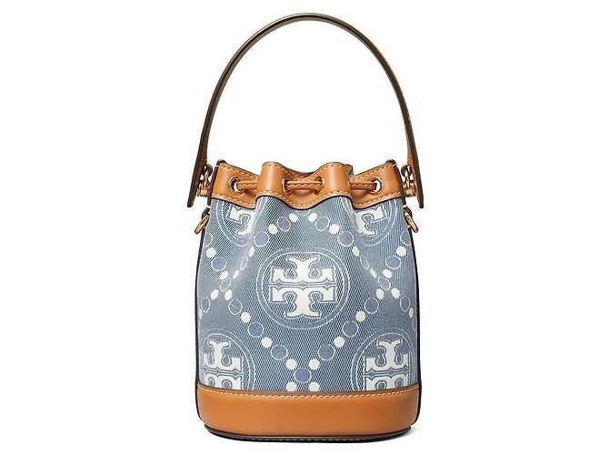 Tory Burch Borsa bucket Mini Monogram Denim rigenerata D'oro - vista 7