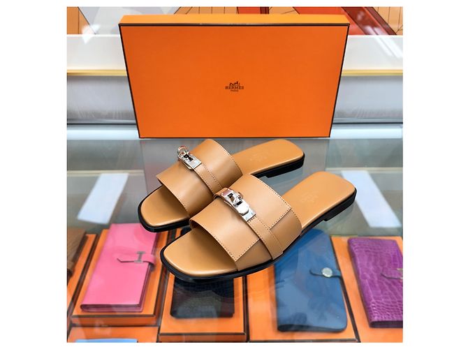 Hermès Mocasín Julia Kelly con Hebilla Natural Silver Naranja - vista 2