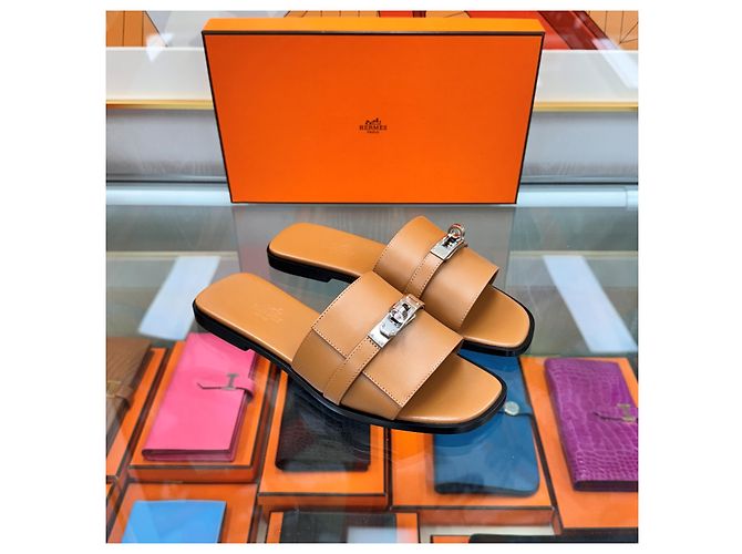 Hermès Mocasín Julia Kelly con Hebilla Natural Silver Naranja - vista 3