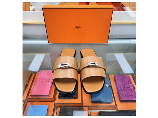 Hermès Mocasín Julia Kelly con Hebilla Natural Silver Naranja - vista 4