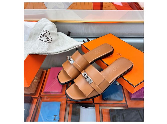 Hermès Mocasín Julia Kelly con Hebilla Natural Silver Naranja - vista 6