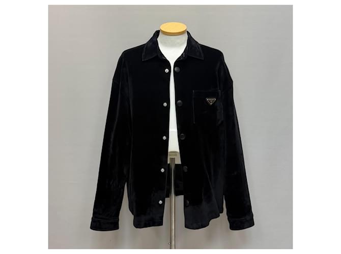 Prada Velours-Overshirt Silber - Ansicht 2