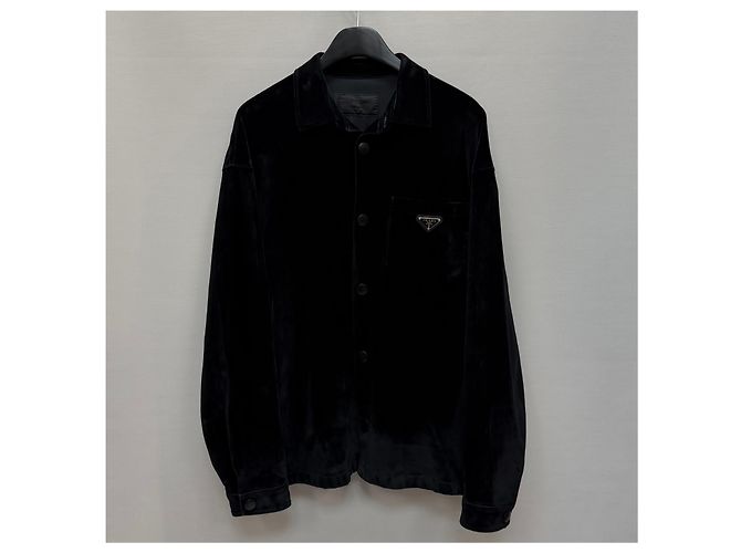 Prada Velours-Overshirt Silber - Ansicht 4