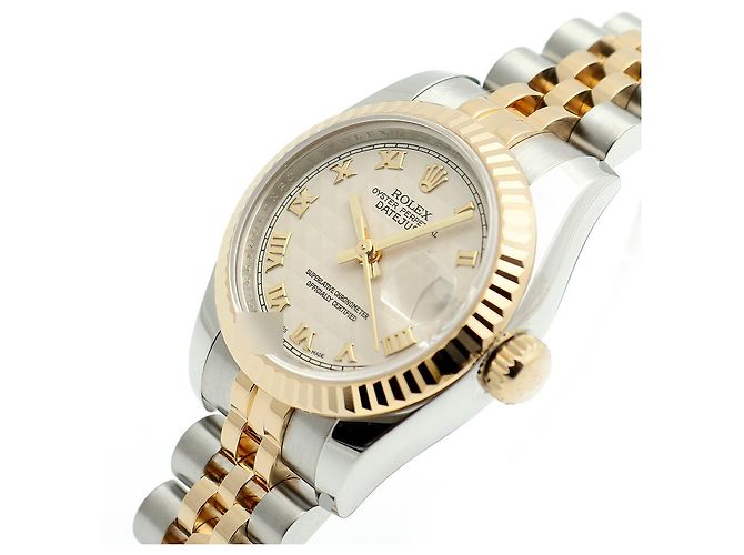 Rolex Datejust Combination Damenuhr Pyramid Ivory Roman Weiß - Ansicht 10
