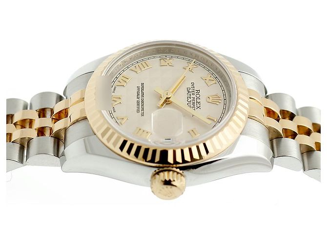 Rolex Datejust Combination Damenuhr Pyramid Ivory Roman Weiß - Ansicht 12