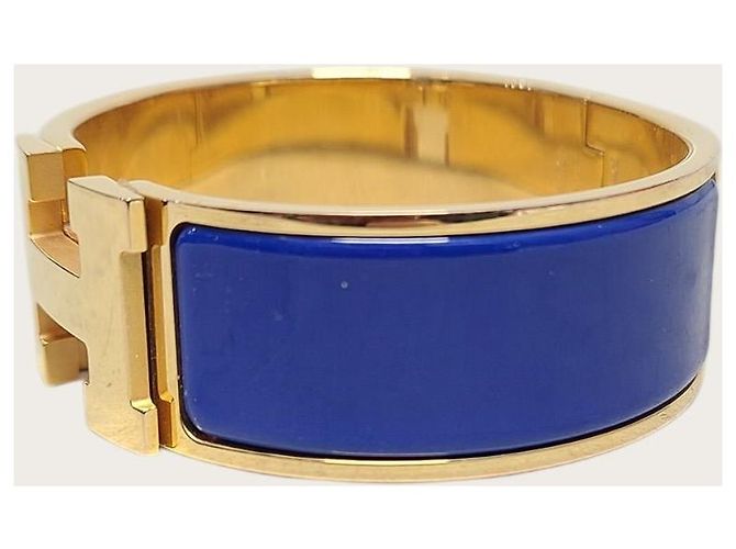 Hermès Pulseira Click Clack Azul Cobalto e Ouro - vista 2