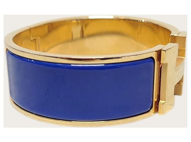 Hermès Pulseira Click Clack Azul Cobalto e Ouro - vista 3
