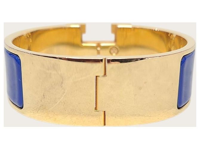 Hermès Pulseira Click Clack Azul Cobalto e Ouro - vista 4