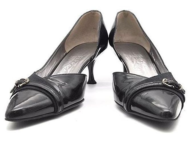 Salvatore Ferragamo Décolleté in vernice Gancini Nero - vista 2