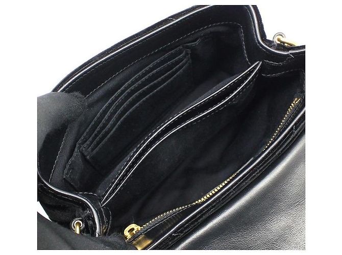 Saint Laurent Borsa a tracolla Lulu Toy in scamosciato nero e metallo dorato con monogramma - vista 6