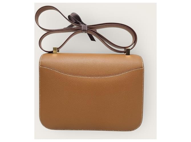 Hermès Borsa a Spalla Constance Marrone Oro - vista 5