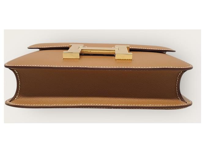 Hermès Borsa a Spalla Constance Marrone Oro - vista 6