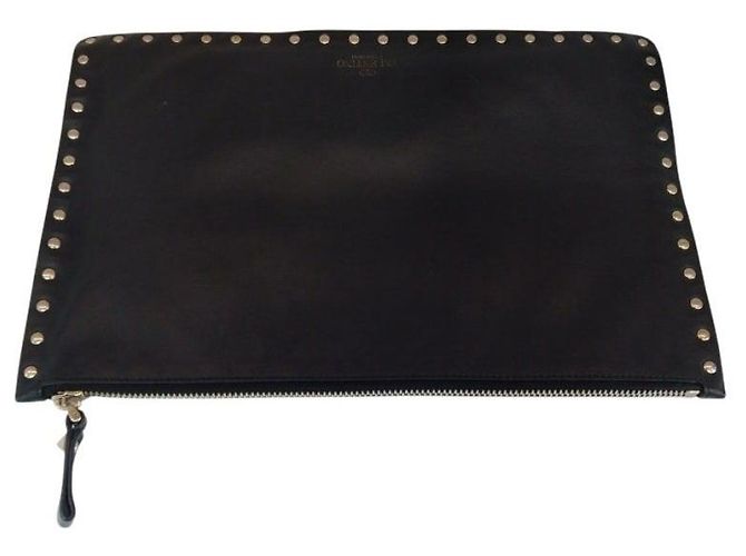 Valentino Clutch da donna in pelle Black Rockstud Nero - vista 3