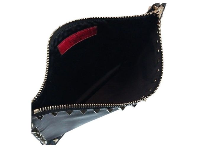 Valentino Clutch da donna in pelle Black Rockstud Nero - vista 5