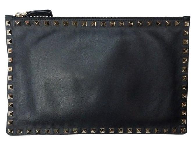 Valentino Clutch da donna in pelle Black Rockstud Nero - vista 7