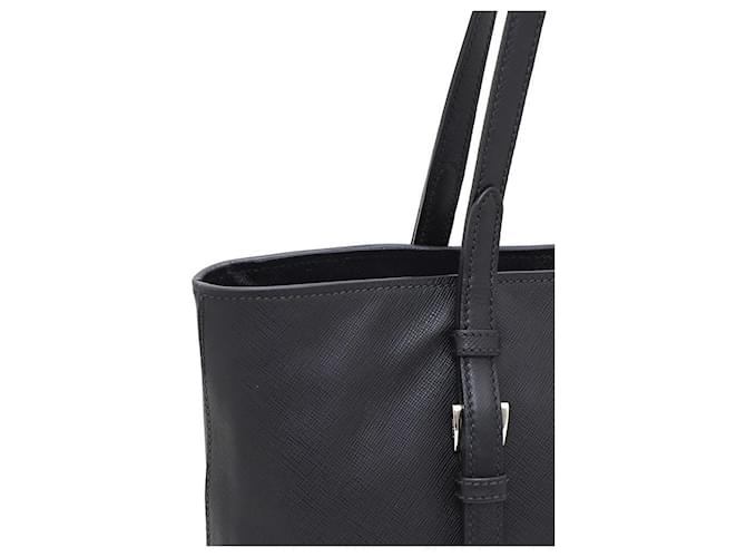 Prada Borsa Shopper Saffiano con logo argento Nero - vista 5