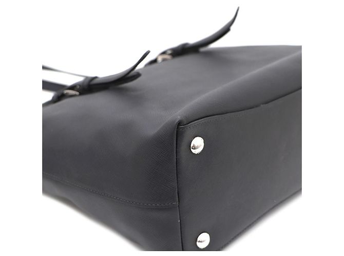 Prada Borsa Shopper Saffiano con logo argento Nero - vista 7
