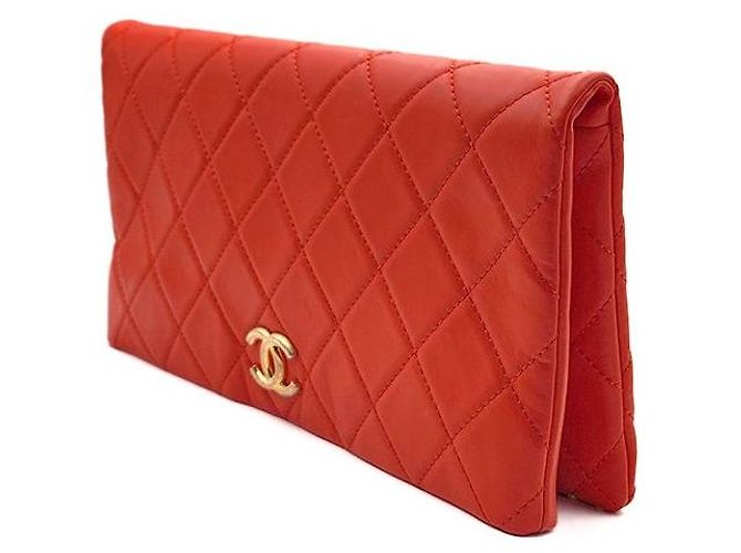 Chanel Clutch plegable de piel de cordero Roja - vista 2