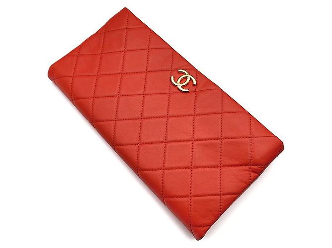 Chanel Clutch plegable de piel de cordero Roja - vista 4