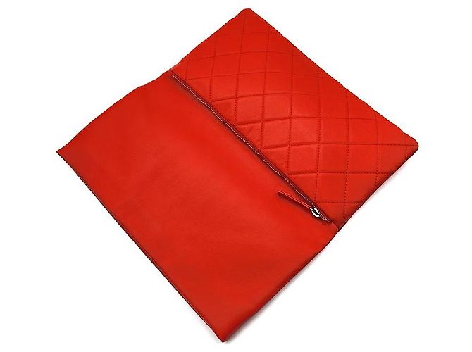 Chanel Clutch plegable de piel de cordero Roja - vista 5