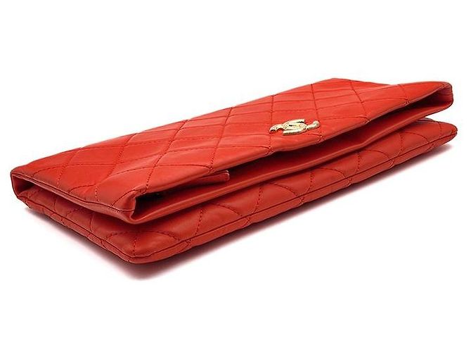 Chanel Clutch plegable de piel de cordero Roja - vista 7