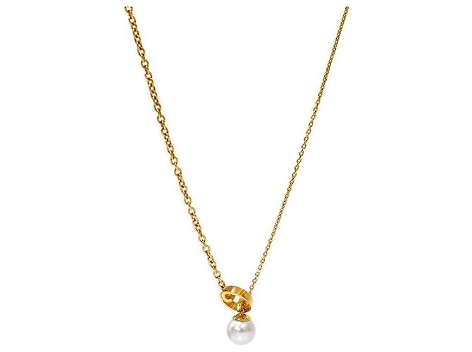 Gucci Collana con gocce di perle e maglie intrecciate dorate - vista 2
