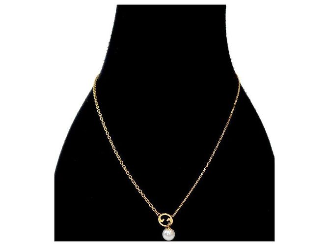 Gucci Collana con gocce di perle e maglie intrecciate dorate - vista 4