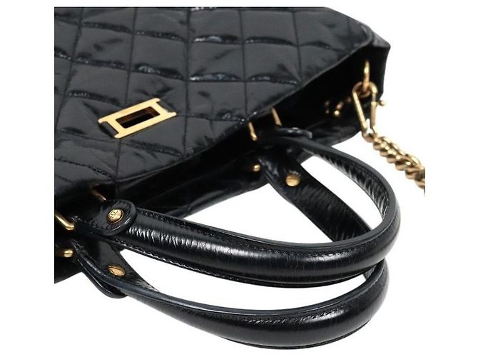Chanel Borsa tote in pelle di vitello stropicciata nera Nero - vista 6