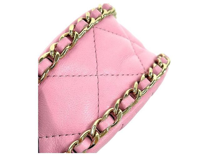 Chanel Mini bolsa transversal meia-lua em couro rosa - vista 10