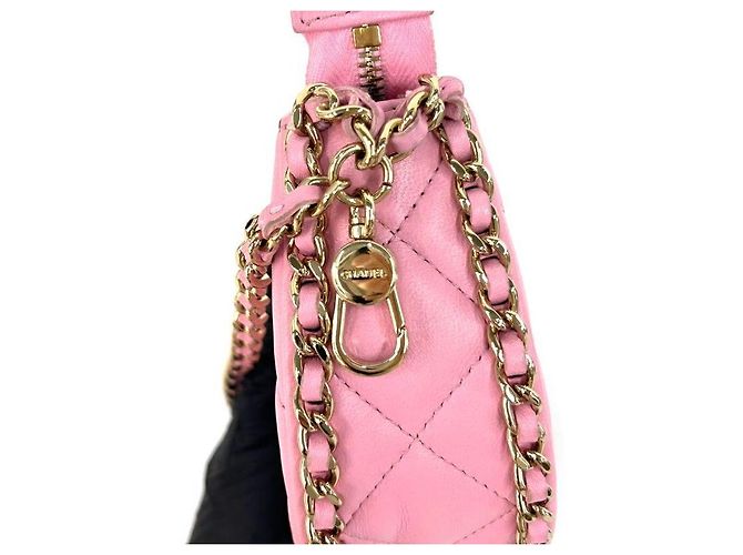 Chanel Mini bolsa transversal meia-lua em couro rosa - vista 12